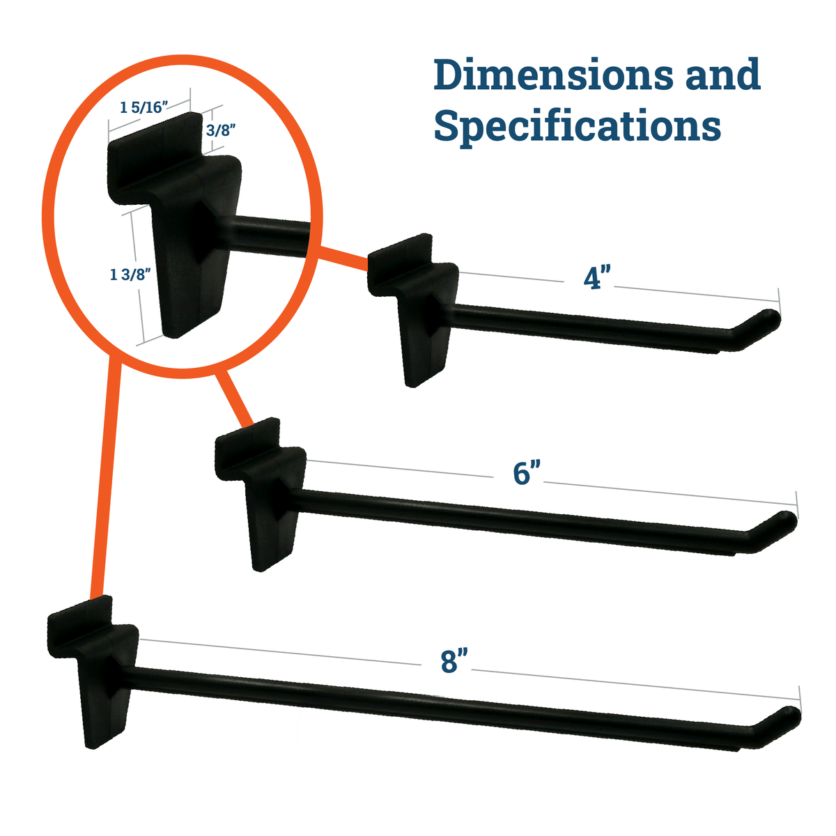 Slatwall Hooks - 4 inches - S - HWR - SLAT4 - Picture Hang Solutions